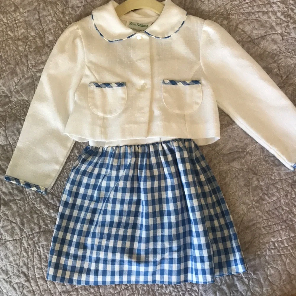 Vintage Blue Gingham Dress and Jacket ca. 1985 - Picture 1 of 7